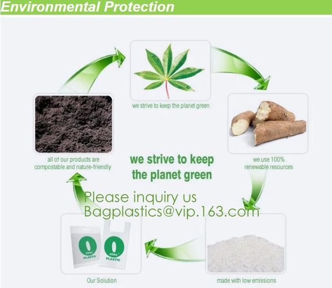 bolsos el 100% abonablees biodegradables al por mayor a base de almidón del maíz en13432 en el rollo, maicena el 100% Compostabl biodegradable