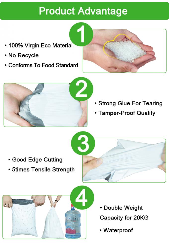 El almidón de maíz de la bolsa de la ropa envuelve a los anuncios publicitarios de envío biodegradables de Eco del poste del 100% que envían fuentes naturales de los bolsos de la entrega 4