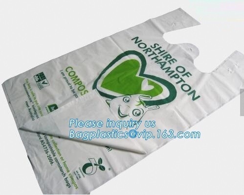 el bolso biodegradable de la maicena, el bolso de la basura del perro, el bolso abonable para el hogar y la comunidad, aduana de la cocina imprimieron los comp plásticos