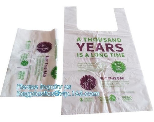 El bolso de la camiseta del BioPlastic usado para se lleva la comida, bolso de basura biodegradable disponible abonable de las bolsas de plástico para congelado