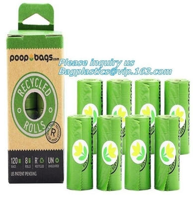 Los bolsos de basura del animal doméstico/el despilfarrador del animal doméstico empaqueta/los bolsos abonablees de alta calidad del impulso del perro, perro biodegradable abonable P de la maicena el 100%