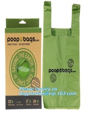 Los bolsos de basura del animal doméstico/el despilfarrador del animal doméstico empaqueta/los bolsos abonablees de alta calidad del impulso del perro, perro biodegradable abonable P de la maicena el 100%