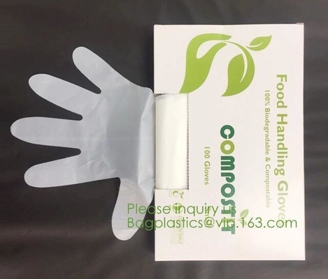 Guantes biodegradables y abonablees del PLA, guantes disponibles de la cocina biodegradable barata del OEM con el estiércol vegetal h de la AUTORIZACIÓN de EN13432 BPI