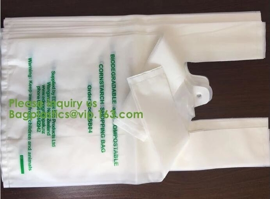 LAS MANIJAS SOLUBLES EN AGUA PLÁSTICAS BIODEGRADABLES DEL CHALECO DE PVA EMPAQUETAN, EL ALMIDÓN DE PATATAS DEL ALMIDÓN DE MAÍZ DE COMPOSTALE PLA+PBAT ECO FIRNEDLY