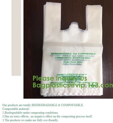 LAS MANIJAS SOLUBLES EN AGUA PLÁSTICAS BIODEGRADABLES DEL CHALECO DE PVA EMPAQUETAN, EL ALMIDÓN DE PATATAS DEL ALMIDÓN DE MAÍZ DE COMPOSTALE PLA+PBAT ECO FIRNEDLY