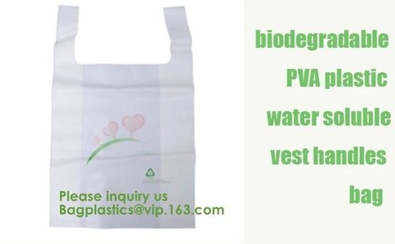 LAS MANIJAS SOLUBLES EN AGUA PLÁSTICAS BIODEGRADABLES DEL CHALECO DE PVA EMPAQUETAN, EL ALMIDÓN DE PATATAS DEL ALMIDÓN DE MAÍZ DE COMPOSTALE PLA+PBAT ECO FIRNEDLY