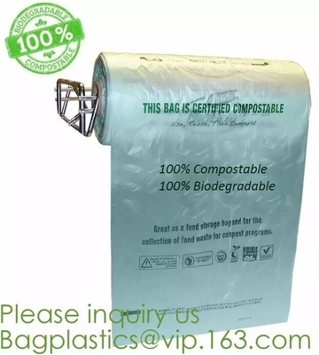 Venta al por mayor biodegradable abonable de la bolsa de plástico de la basura respetuosa del medio ambiente, bolso de basura plástico abonable biodegradable barato encendido