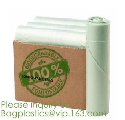 Venta al por mayor biodegradable abonable de la bolsa de plástico de la basura respetuosa del medio ambiente, bolso de basura plástico abonable biodegradable barato encendido
