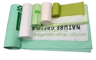 Bolsos de basura biodegradables del rollo del lazo abonable respetuoso del medio ambiente de la bolsa de plástico, biodegrada abonable de encargo de la maicena