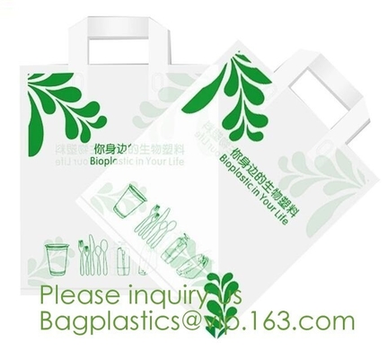 Comprador abonable del 100%, bolsos biodegradables de la camiseta de la manija del portador de Eco de la bio planta práctica biodegradable del almidón con el logotipo