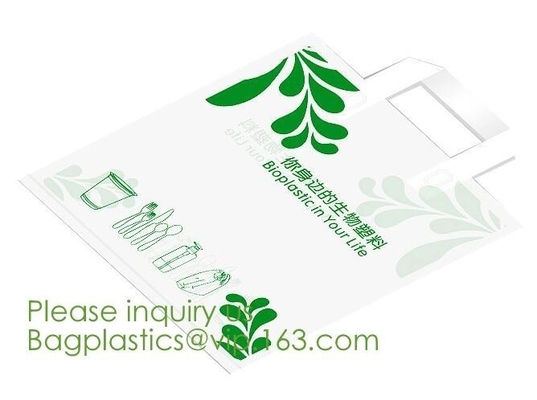 Comprador abonable del 100%, bolsos biodegradables de la camiseta de la manija del portador de Eco de la bio planta práctica biodegradable del almidón con el logotipo