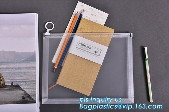 el sobre Zippered plástico Zip lockkk PP impermeables empaqueta la bolsa inconsútil del almacenamiento del cierre del resbalador para A4 el papel, revista, nota