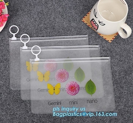 La cremallera del resbalador empaqueta en la venta caliente, herramientas del resbalador, pluma, bolso del paquete del artículo pequeño, bolso de la cremallera del resbalador del pvc del bolso del resbalador del vinilo de Zip lockkk