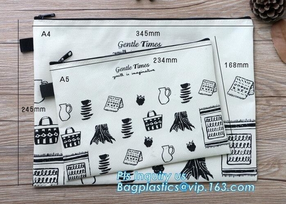organizador promocional de los bolsos del fichero de la malla del bolso de la cremallera, bolso material del documento del fichero del caso de la malla respetuosa del medio ambiente del PVC A4, malla de nylon hacer