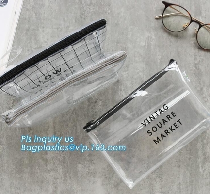 bolso del pvc con el monedero de cuero interno de la PU, monedero plástico de la cremallera del bolso del bolso del PVC, monedero claro impermeable del PVC de la moda