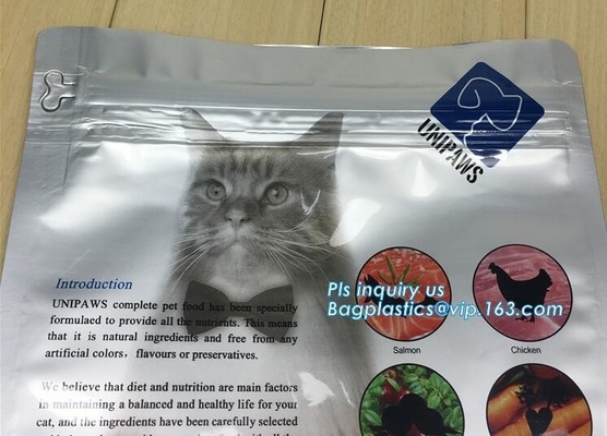 bolso del acondicionamiento de los alimentos de perro casero con la cremallera o el resbalador que se puede volver a sellar, parte inferior plana del patio, buena barrera, blo comercial de la comida de perro de la garantía