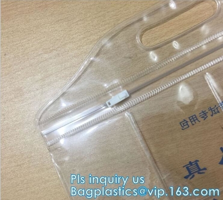 Bolso para los sistemas del cuidado de piel, bolso olográfico de la cremallera del top del resbalador del vinilo del PVC EVA de la cremallera del resbalador del PVC del laser para el verano, parte inferior
