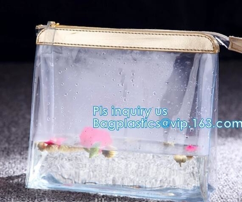 bolso claro cosmético del bikini de la bolsa de mensajero, bolso que embala transparente del PVC del cierre del resbalador, bolso de la cremallera del resbalador para el acceso del viaje