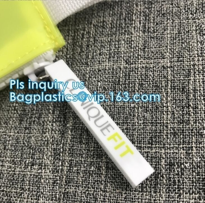 bolso para los cosméticos, bolso biodegradable de la cremallera del resbalador, bolso transparente de la cremallera del pvc del PVC de la bolsa de plástico portátil del PVC con la manija