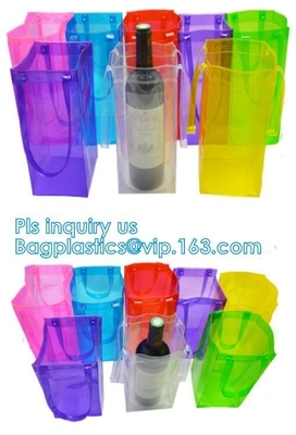 El PVC del paquete del gel del hielo puede embotellar un bolso más fresco de vino, bolso de hielo promocional del PVC para el vino, bolso de hielo alto claro reciclable del vino del PVC
