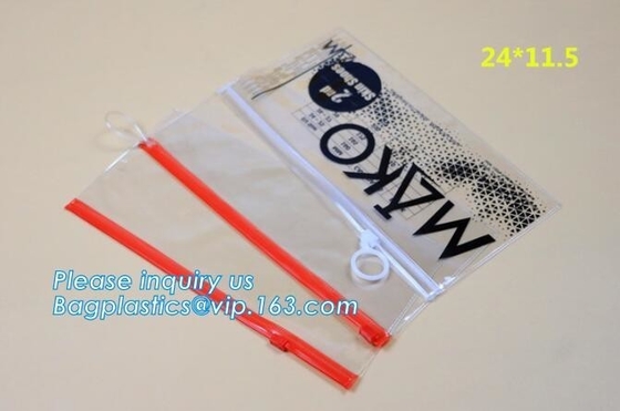 Bolso del vinilo del PVC del artículo de tocador del traje de baño con el resbalador Zip lockkk, bolso claro del pvc de la cremallera del resbalador para el vinilo del paquete, PVC EVA del botón a presión