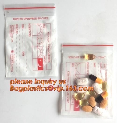 Bolso bolso de la cremallera de la cremallera Bag/LDPE/de la cremallera médicos médicos de la medicina, cremallera de empaquetado del bolso de Zip lockkk de la cápsula médica programable de las píldoras