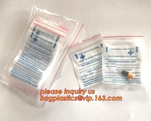 Bolso bolso de la cremallera de la cremallera Bag/LDPE/de la cremallera médicos médicos de la medicina, cremallera de empaquetado del bolso de Zip lockkk de la cápsula médica programable de las píldoras