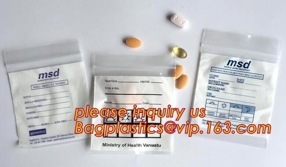 cerradura de empaquetado impresa de encargo de la cremallera del bolso de la cremallera del PE de la categoría alimenticia de la bolsa de Zip lockkk de la cápsula médica programable olográfica de las píldoras polivinílica