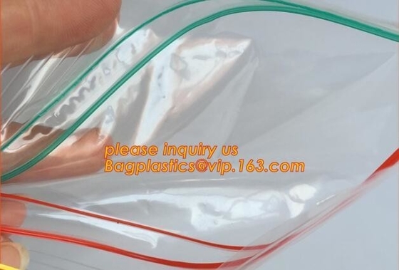 La cremallera doble sigue el bolso plástico del congelador de Zip lockkk del bolso de Zip lockkk del plástico transparente del LDPE, bolso de Zip lockkk de la pista doble para el ultramarinos, w