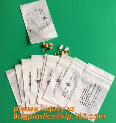 bolso médico esterilizado plástico de empaquetado médico de Zip lockkk, bolsos médicos del sobre de la cremallera del bloque de la droga programable de la cerradura, empaquetando