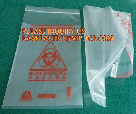 CERRADURA de la CREMALLERA del bolso del espécimen del Biohazard, bolso reconectable certificado del laboratorio de la cerradura de la cremallera, bolso del espécimen del cierre superior de cremallera del biohazard para el fichero del laboratorio