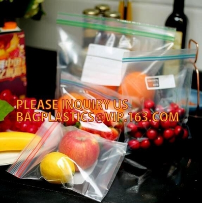 Bolso doble del canguro de la bolsa de la cremallera reciclable de ROHS, las bolsas de plástico reconectables de la cremallera opaca blanca, congelador del almacenamiento de la comida del FDA