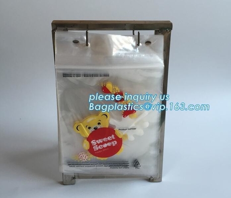 el almacenamiento de la comida wicketed el bolso de la cerradura de la cremallera del plástico transparente del ldpe con la impresión, bolso plástico de Zip lockkk del FDA del wicket de encargo de la categoría alimenticia, bage