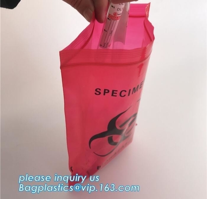 Bolsos médicos del espécimen de la cerradura de la cremallera del BioHazard, bolso de Zip lockkk del espécimen del Biohazard del LDPE para el laboratorio, bolsos /Specimen Bags/zi del laboratorio