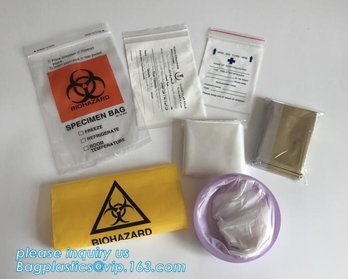 Bolsos médicos del espécimen de la cerradura de la cremallera del BioHazard, bolso de Zip lockkk del espécimen del Biohazard del LDPE para el laboratorio, bolsos /Specimen Bags/zi del laboratorio
