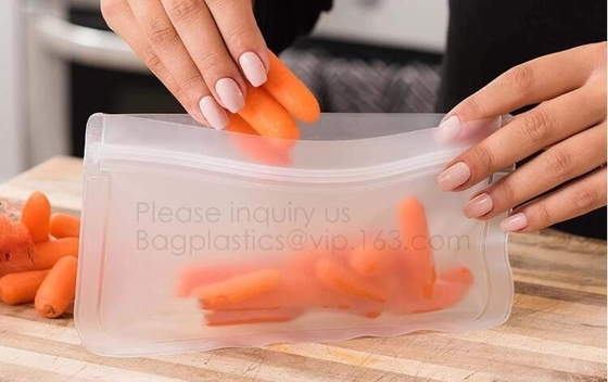 Los bolsos gruesos adicionales del grado PEVA Zip lockkk de los bolsos reutilizables herméticos FDA del almacenamiento, guardan los bolsos herméticos frescos del sellador del vacío para la comida