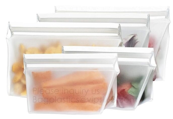 Bolso fresco del silicón de la comida del almacenamiento del silicón lavable reutilizable del bolso para el bagea del bagplastics de la preservación de la carne de las legumbres de frutas