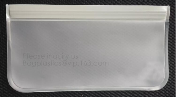 Bolso fresco de BPA de la categoría alimenticia de la preservación del almacenamiento de la comida libre reutilizable del silicón, silicio franco de la cremallera de la comida del envase de plástico del silicón