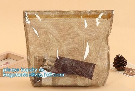 Bolsa cosmética clara transparente de encargo del Pvc, bolso cosmético impreso de la bolsa del PVC de la cremallera del bolso del viaje del vinilo, bolsa de Zip lockkk con Lo
