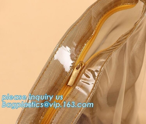 Bolsa cosmética clara transparente de encargo del Pvc, bolso cosmético impreso de la bolsa del PVC de la cremallera del bolso del viaje del vinilo, bolsa de Zip lockkk con Lo