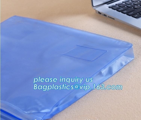 Bageas impermeables coloreados de encargo biodegradables del documento del PVC de la carpeta a4 del documento del bolso del poliéster de la cremallera del bolso zipfile del documento