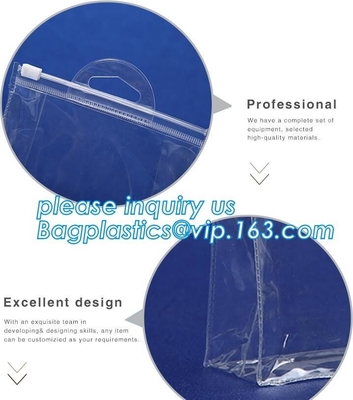 Bolsa de pie cosmética modificada para requisitos particulares biodegradable del PVC Zip lockkk del claro de la impresión, bolsa cosmética del Pvc de los artículos de tocador con el empuje de mármol