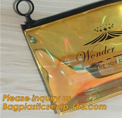 El cosmético claro del Pvc del color del bolso de neón olográfico del bolso compone el bolso en el arco iris, caramelo de neón brillante de las señoras del regalo promocional de las muchachas