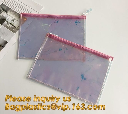 Las mujeres cosméticas de encargo del bolso del PVC de Logo Transparent de la fabricación olográfica de la fábrica viajan organizador claro Pouch Bagease del lavado