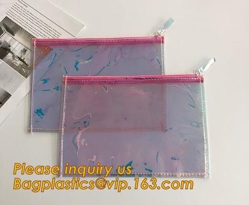 Las mujeres cosméticas de encargo del bolso del PVC de Logo Transparent de la fabricación olográfica de la fábrica viajan organizador claro Pouch Bagease del lavado