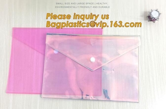 bolso de neón del botón, sobre del botón, bolso del documento del PVC PP de la prenda impermeable A4, el mejor bolso del documento del pvc del uso de la escuela de la calidad para el tenedor