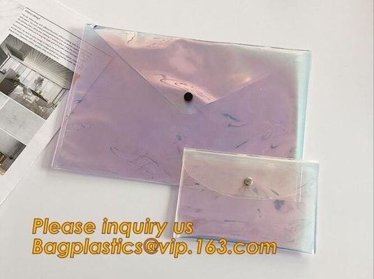 bolso de neón del botón, sobre del botón, bolso del documento del PVC PP de la prenda impermeable A4, el mejor bolso del documento del pvc del uso de la escuela de la calidad para el tenedor