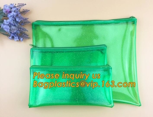 Bolso plástico del documento del logotipo del pvc de la bolsa impermeable transparente de encargo promocional del fichero con la cremallera, fichero de documento de los efectos de escritorio