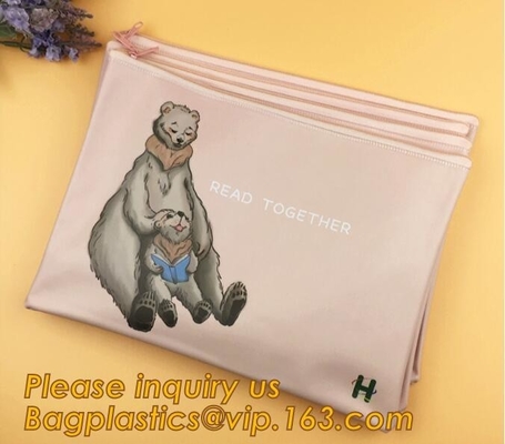 Bolso plástico del documento del logotipo del pvc de la bolsa impermeable transparente de encargo promocional del fichero con la cremallera, fichero de documento de los efectos de escritorio