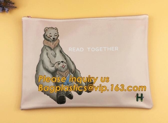 Bolso plástico del documento del logotipo del pvc de la bolsa impermeable transparente de encargo promocional del fichero con la cremallera, fichero de documento de los efectos de escritorio